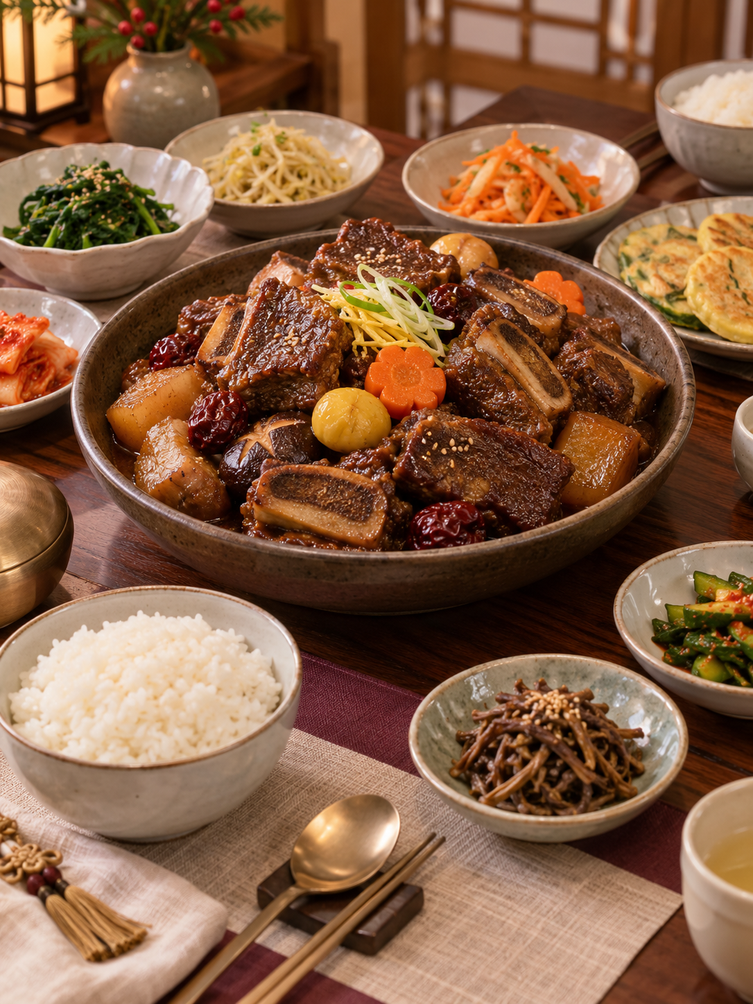 한국 명절 식탁의 갈비찜