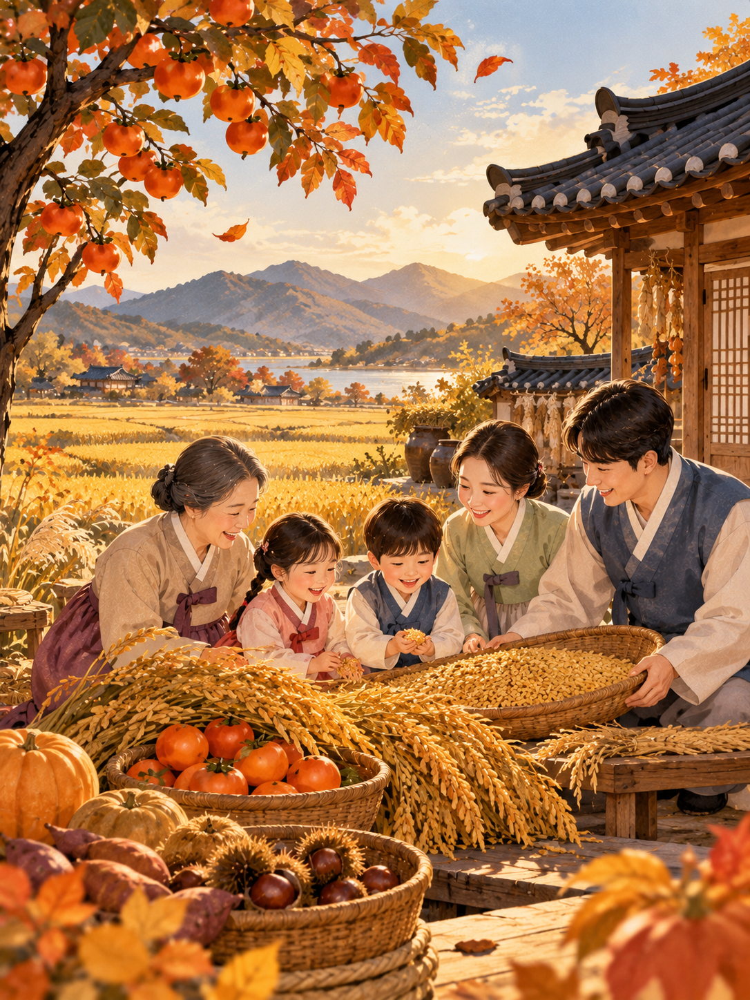 풍요로운 가을 수확과 한가위