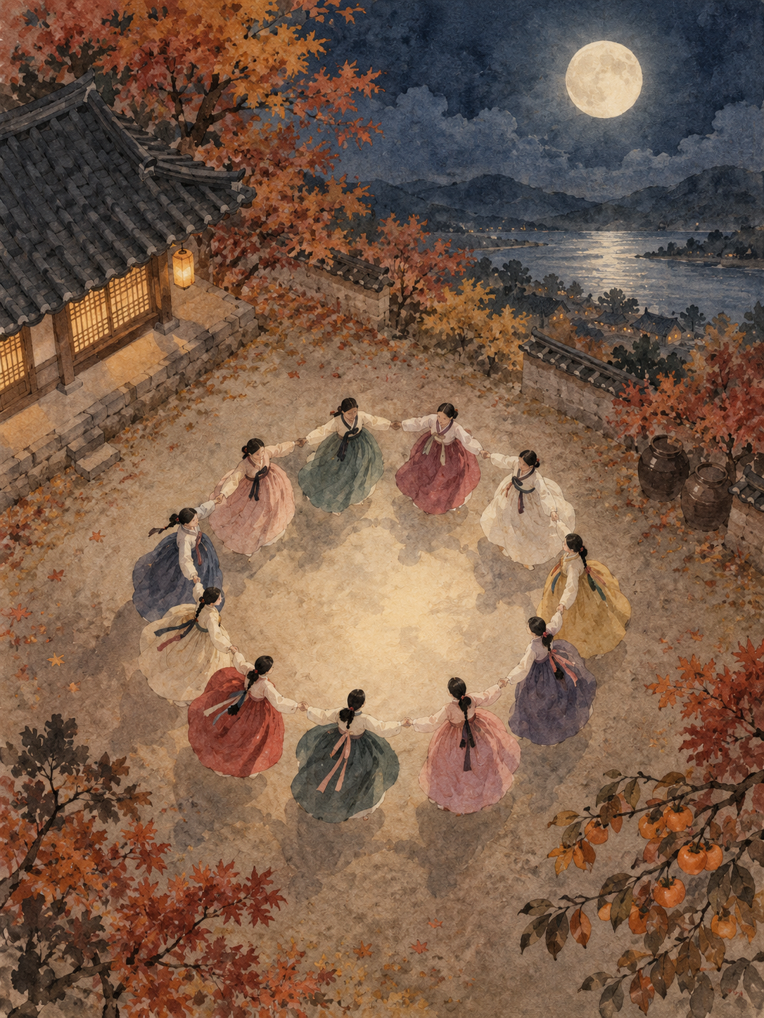 위에서 바라본 강강술래 원무