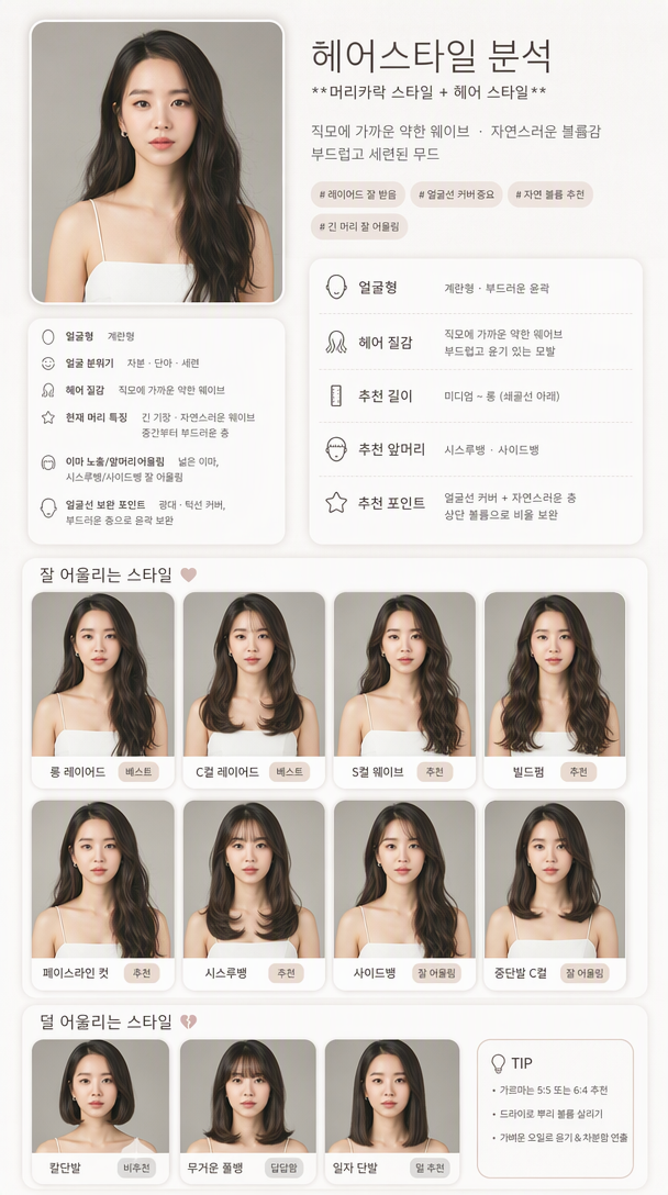 얼굴형과 헤어 질감, 추천 길이와 앞머리를 정리한 AI 헤어스타일 분석 결과